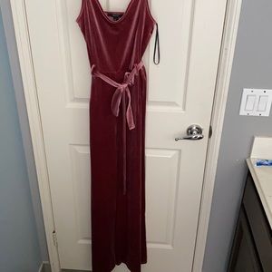 Mauve pink velvet jumpsuit